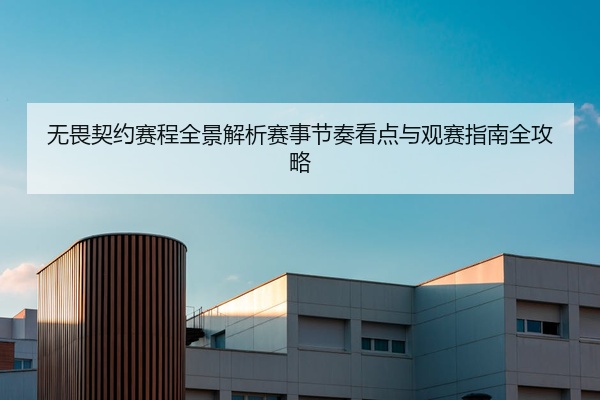 无畏契约赛程全景解析赛事节奏看点与观赛指南全攻略